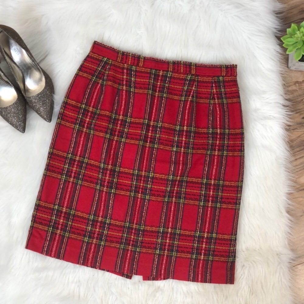 Vintage Christmas plaid skirt